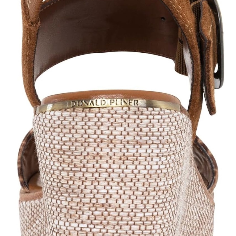 Elegant Tan and Brown Wedge Sandals - Picture 3 of 3